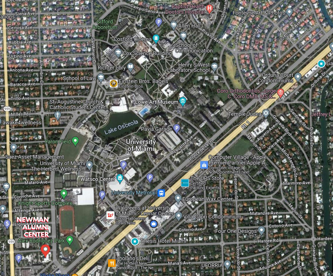 Google map showing Newman Alumni Center location